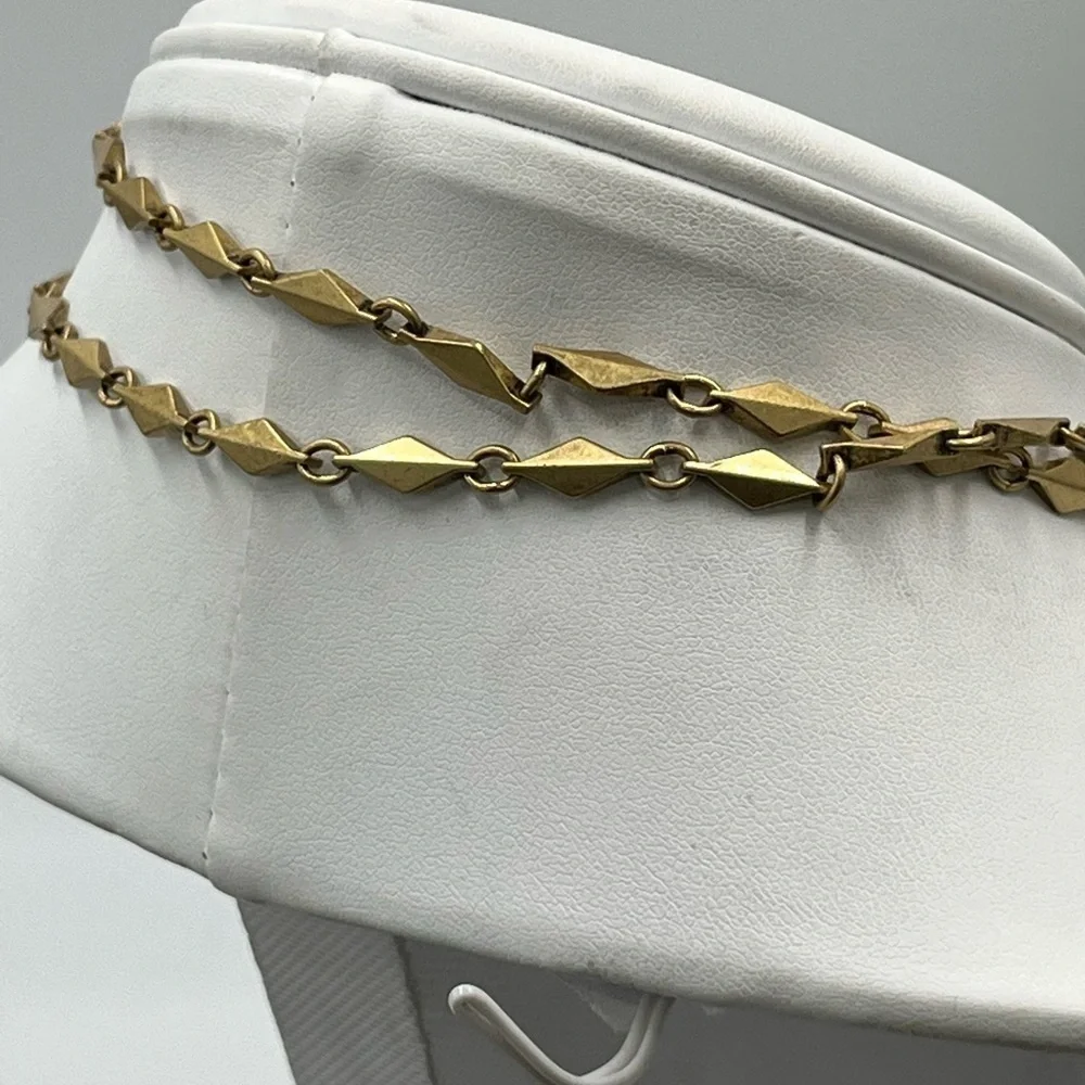 J. Crew Gold Tone Blue Aurora Borealis Blue Cabochon Spike Long Necklace New‎
